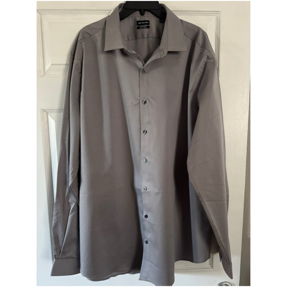 Van Heusen 🫐 Men’s Gray Long Sleeve Big Tall Dress Shirt - Picture 2 of 11